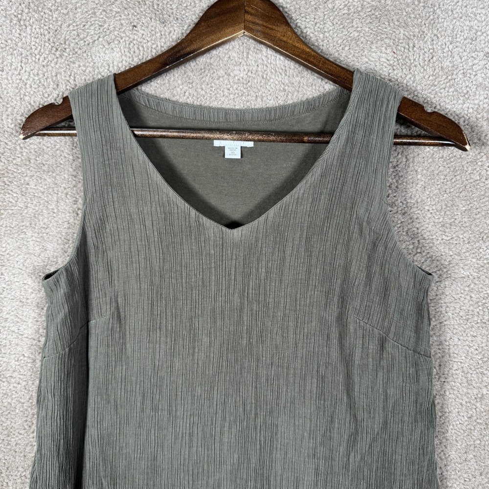 Pure J Jill Dress Womens XS Petite Green Sleeveless V Neck Asymmetrical Hem - Picture 3 of 11